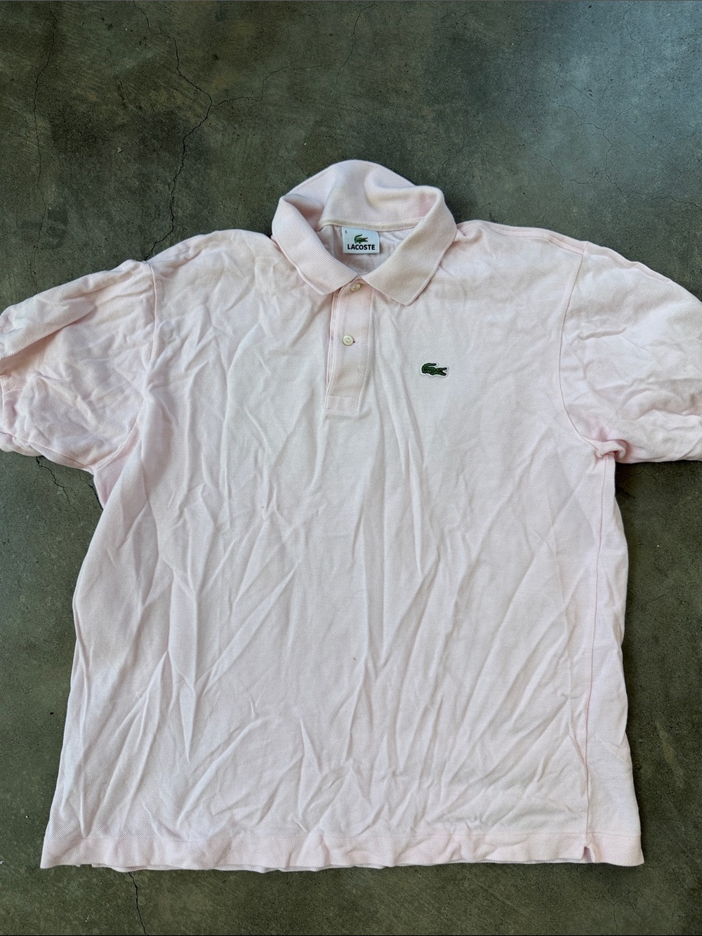 Lacoste Men's Pale Pink Piqué Polo with Green Crocodile Logo